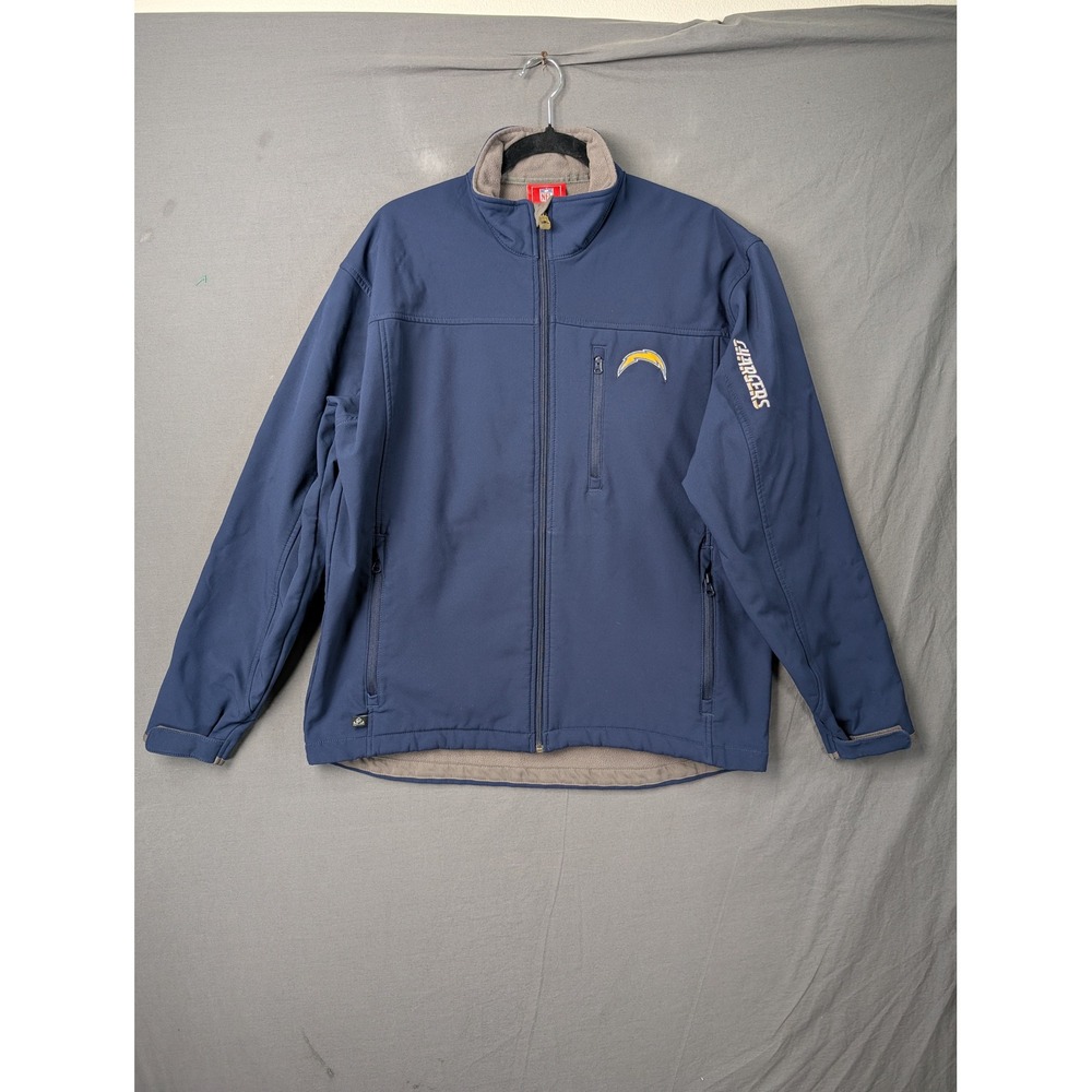 NFL Los Angeles Chargers Mens Blue‎ Full Zip Softshell Fleece Lined Jacket Large